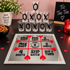 Handgemaakt Tic Tac Toe Spel met spiegelbord, rode speelverdeling, decoratieve steentjes en shotglaasjes met zwarte X- en O-opd