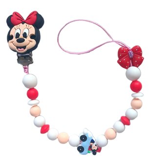 Siliconen speentouw met Minnie Mouse - rood