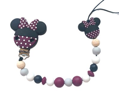 Siliconen tutterkoord met Minnie Mouse - Bordeaux
