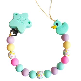 Siliconen fopspeenketting met blauw eendje