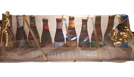 Houten bak met 10 speciale biertjes