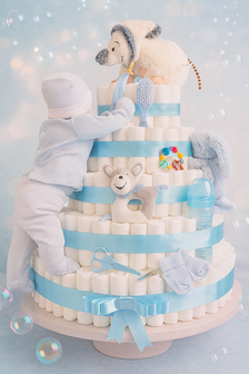 XXXL Pampertaart met 435 pampers &amp; Nici&nbsp;Ratje Ruth