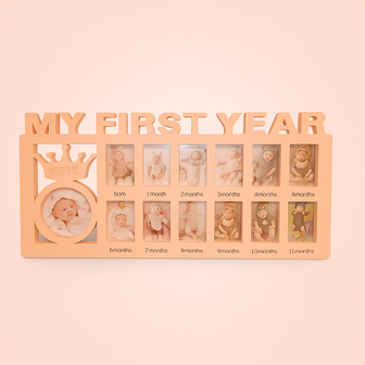 My First Year fotobord &ndash; Houten fotolijst baby&rsquo;s eerste jaar