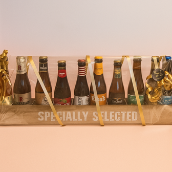 Houten bak met 10 speciale biertjes
