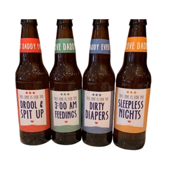 Set van 4 bierflesjes &ndash; Cadeau voor kersverse vaders