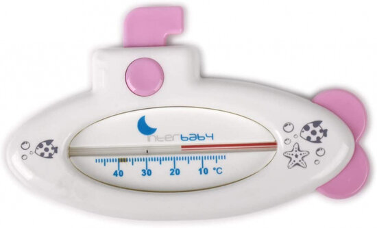 Koffertje gevuld met baby artikelen - roze - 30cm - bad thermometer