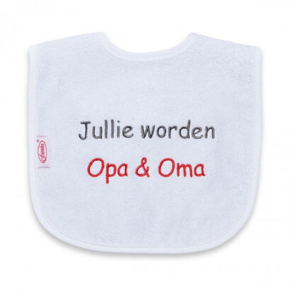 Koffertje gevuld met baby artikelen - roze - 20cm - slabbetje jullie worden oma en opa