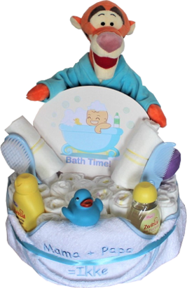 Pampertaart met Disney tijgertje in badjas