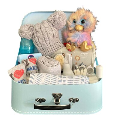 Koffertje gevuld met baby artikelen - Blauw - 30cm