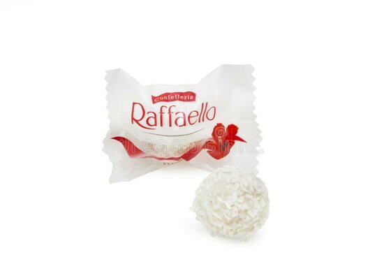 Chocolade Hart met rozen Raffaello - 25 cm