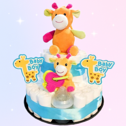Pampertaart met Girafjes en muziek mobiel