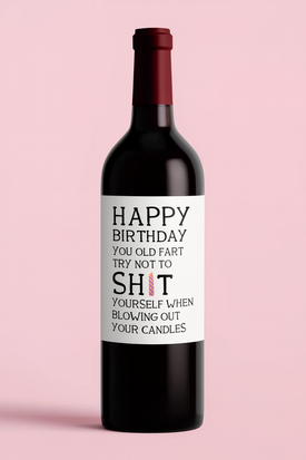 fles wijn met leuke tekst