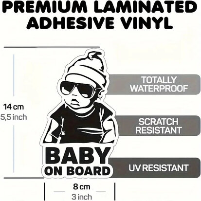 Stijlvolle Auto Sticker, met Waterdichte vinyl - hippe baby