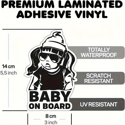 Auto Sticker, met Waterdichte vinyl - hippe baby meisje