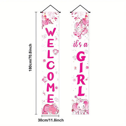 Baby Deur Banner – Olifant (Meisje)