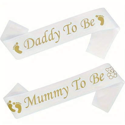 Mama & Papa Baby Shower Sjerpen – Set van 2 met Gouden Letters