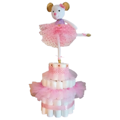Roze Luiertaart met Ballerina