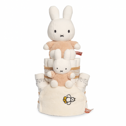 Luiertaart met Nijntje en knuffel Nijntje – kraamcadeau in neutrale tinten