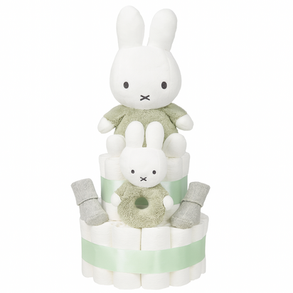 Luiertaart met Nijntje – Handgemaakt kraamcadeau in fluffy groen