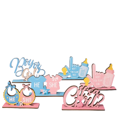 Houten gender reveal bordjes &ndash; He or She | Boy or Girl