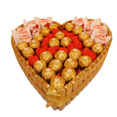 Luxe Hartvormige Ferrero & Raffaello Cadeau met Rozenletter