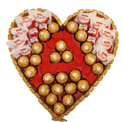 Luxe Hartvormige Ferrero & Raffaello Cadeau met Rozenletter