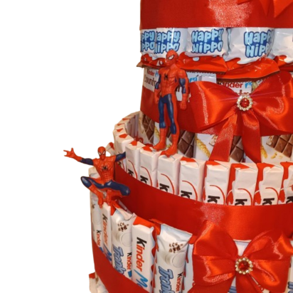 Luxe Kinder Chocolade Toren &ndash; 6-Laagse Cadeautaart met Spiderman