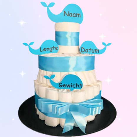 Pampertaart met Walvisjes blauw