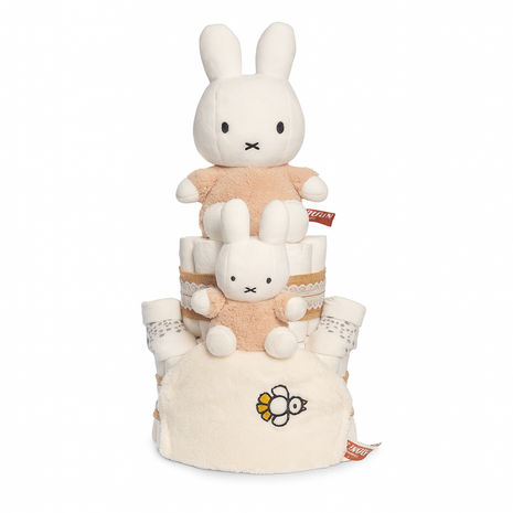 Luiertaart met Nijntje en knuffel Nijntje – kraamcadeau in neutrale tinten