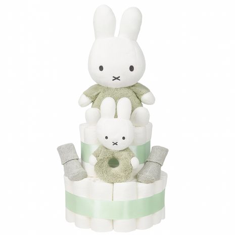 Luiertaart met Nijntje – Handgemaakt kraamcadeau in fluffy groen