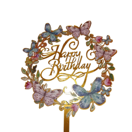 Kinder chocoladecadeautaart – Luxe Kinder verjaardagstaart met vlinder taart topper- Luxecadeaumanden