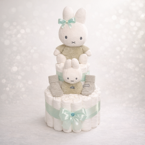 Little Dutch - Luiertaart met Nijntje &ndash; Handgemaakt kraamcadeau in fluffy groen