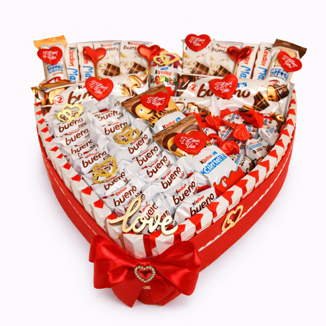 Snoeptaart hart 30cm met kinder chocolade