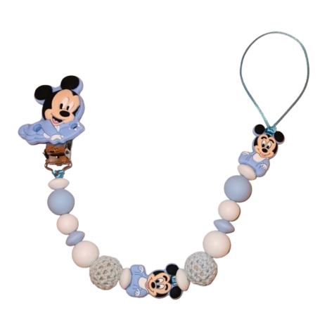 Speenkoord met Mickey &reg; &ndash; Dubbele Draad - baby blauw