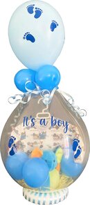 Cadeau Ballon It's a boy met kruippakje en rammelaar