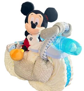 Pampertaart Mickey Mouse – Motor – Handgemaakt Kraamcadeau voor Jongen