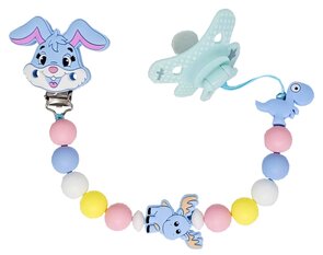 Pastel siliconen speenkoord met konijntje – extra sterk dubbel touw | Luxecadeaumanden