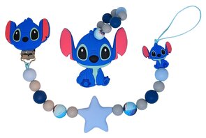 Siliconen Tutkoord & bijtring set -  Lilo & Stitch blauw