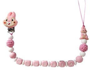 Siliconen Tutkoord stampertje met naam - roze met naam