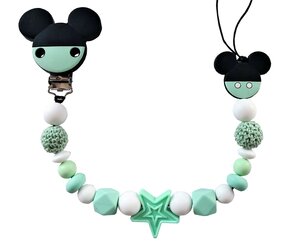 Siliconen speenkoord Mouse – Handgemaakt, dubbele draad, BPA-vrij – Mintgroen tutkoord van Luxecadeaumanden