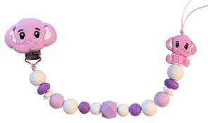 Fopspeenkoord “Olifant” – Handgemaakte Siliconen Speenclip met Dubbele Draad