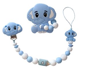 Siliconen set tutterkoord olifant blauw