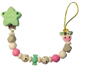 Fopspeenkoord “Koe” – Handgemaakte Siliconen Speenclip met Dubbele Draad