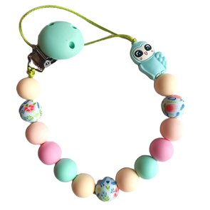 Fopspeenkoord “Uiltje” – Handgemaakte Siliconen Speenclip in Pastelkleuren