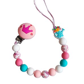 Fopspeenkoord “Prinses” – Handgemaakte Siliconen Speenclip met Kroontje