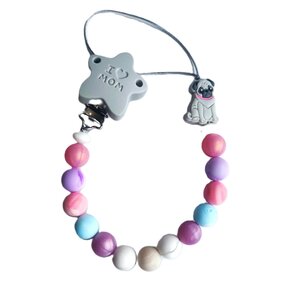 Siliconen speentouw met hond grijs