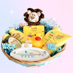 Mandje Zwitsal producten - blauw