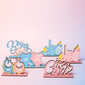 Houten gender reveal bordjes – He or She | Boy or Girl