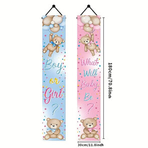 Gender Reveal Raam Banners – Set van 2 | Babyshower Decoratie