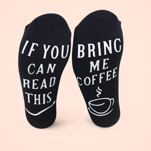 Unieke sokken cadeau-ideeën "Als je dit leest, breng me dan koffie"